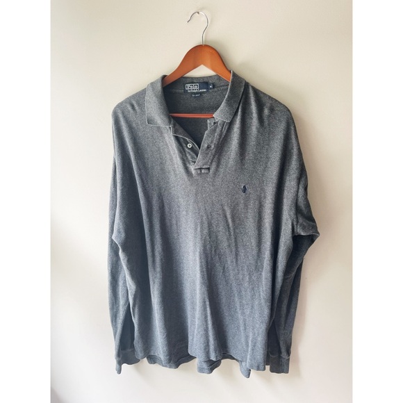 Polo Ralph Lauren Vintage Mens Long Sleeve Polo Gray XL - Picture 1 of 3